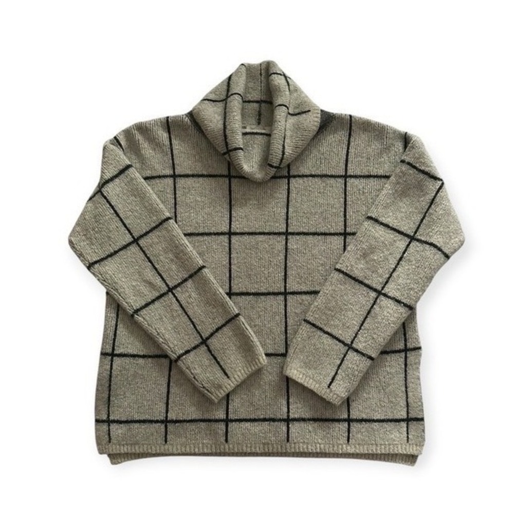 Madewell Turtleneck Sweater Beige Black Windowpane Excellent Small Women